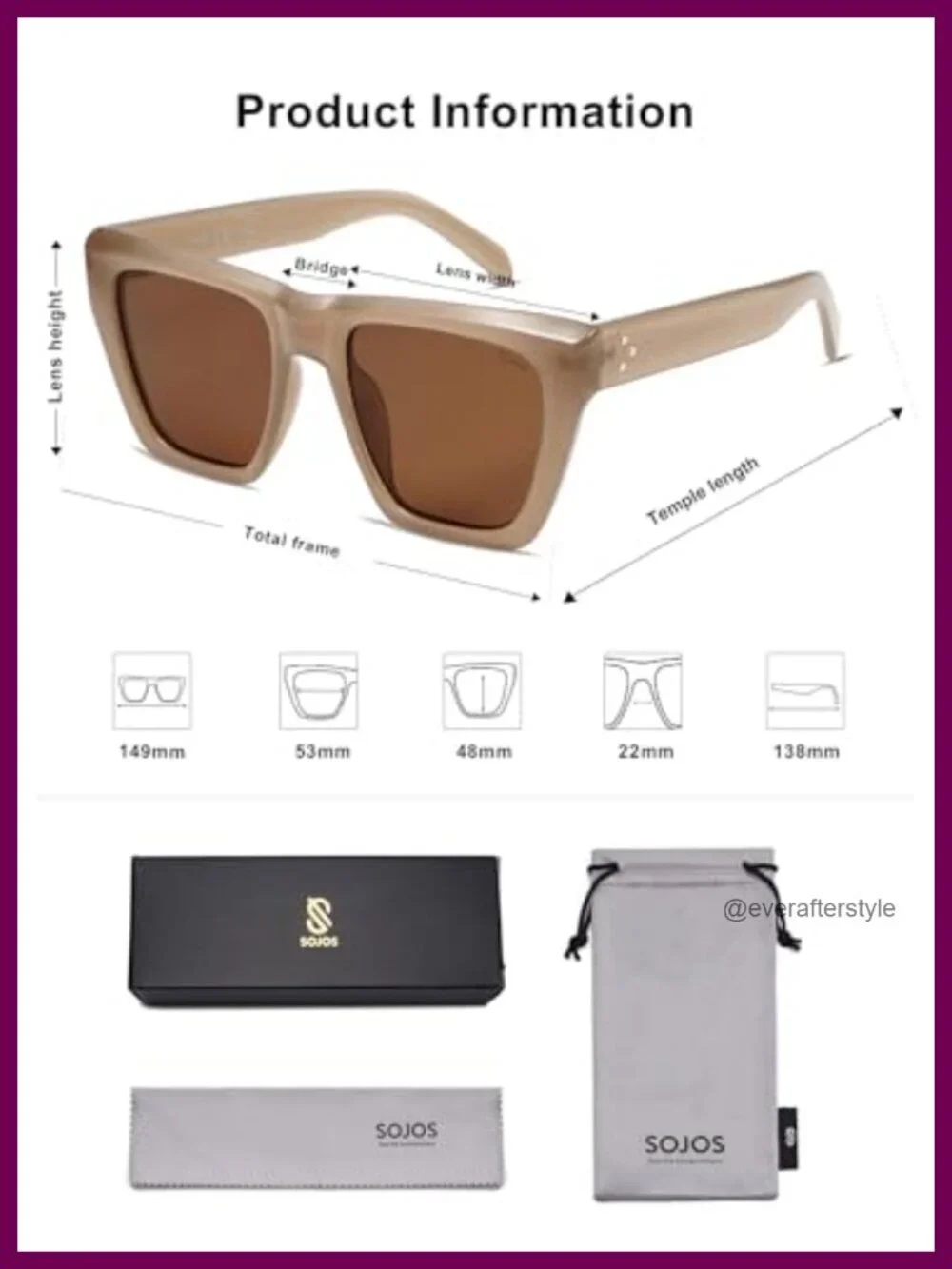 Oversized Square Cat Eye Polarized Sunglasses for Women UV400 Protection